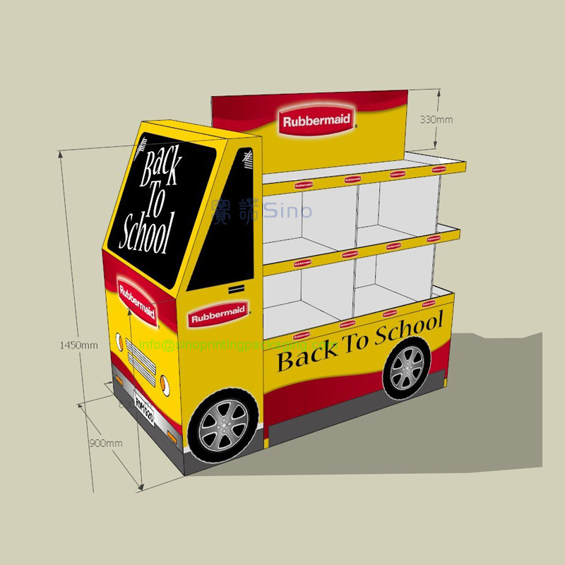 Retail cardboard floor standing pallet display rack for student's lunch boxes sales promotional campaigns,POP display stand, custom made display rack manufacturer, Paper Package Boxes, Gift boxes, Shopping bag factory China factory, Sino Printing & Packaging,Retail cardboard floor standing pallet display rack for student's lunch boxes sales promotional campaigns