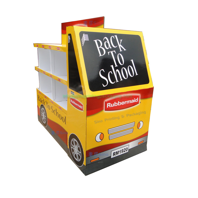 Retail cardboard floor standing pallet display rack for student's lunch boxes sales promotional campaigns,POP display stand, custom made display rack manufacturer, Paper Package Boxes, Gift boxes, Shopping bag factory China factory, Sino Printing & Packaging,Retail cardboard floor standing pallet display rack for student's lunch boxes sales promotional campaigns