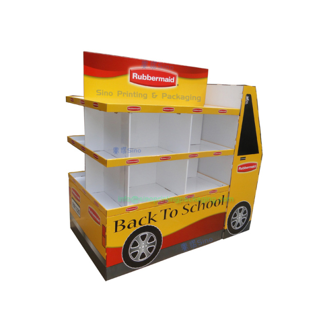 Retail cardboard floor standing pallet display rack for student's lunch boxes sales promotional campaigns,POP display stand, custom made display rack manufacturer, Paper Package Boxes, Gift boxes, Shopping bag factory China factory, Sino Printing & Packaging,Retail cardboard floor standing pallet display rack for student's lunch boxes sales promotional campaigns
