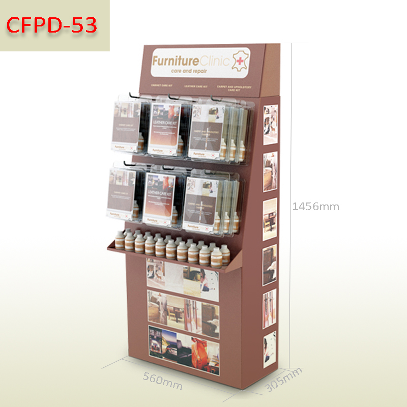 Furniture repair tool kit retail custom printed cardboard pegs display shelf stand
