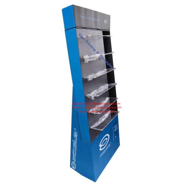 Fishing Equipments and Accessories Sales Promotional Cardboard floor standing display with 6 Acrylic shelves,POP display stand, custom made display rack manufacturer, Paper Package Boxes, Gift boxes, Shopping bag factory China factory, Sino Printing & Packaging,Fishing Equipments and Accessories Sales Promotional Cardboard floor standing display with 6 Acrylic shelves