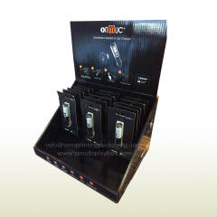 Handsfree Headset and Car Charger retail Cardboard Counter Top 3-peg Display Box,POP display stand, custom made display rack manufacturer, Paper Package Boxes, Gift boxes, Shopping bag factory China factory, Sino Printing & Packaging,Handsfree Headset and Car Charger retail Cardboard Counter Top 3-peg Display Box