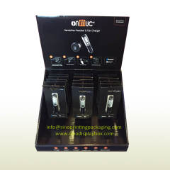 Handsfree Headset and Car Charger retail Cardboard Counter Top 3-peg Display Box,POP display stand, custom made display rack manufacturer, Paper Package Boxes, Gift boxes, Shopping bag factory China factory, Sino Printing & Packaging,Handsfree Headset and Car Charger retail Cardboard Counter Top 3-peg Display Box