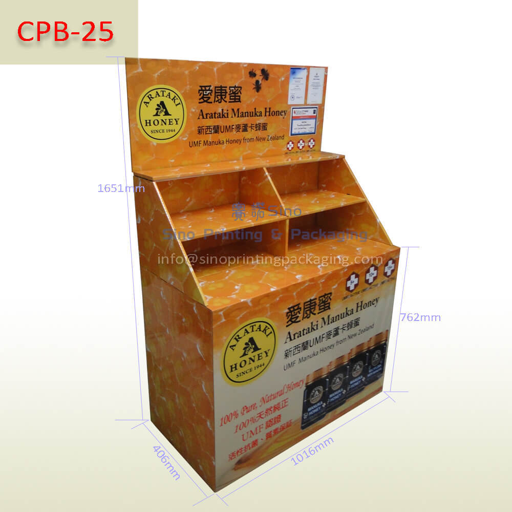 Honey Retail Cardboard Pallet Display Stand Sales Promotional Printed Shelves Display Rack for Nourishments,POP display stand, custom made display rack manufacturer, Paper Package Boxes, Gift boxes, Shopping bag factory China factory, Sino Printing & Packaging,Honey Retail Cardboard Pallet Display Stand Sales Promotional Printed Shelves Display Rack for Nourishments