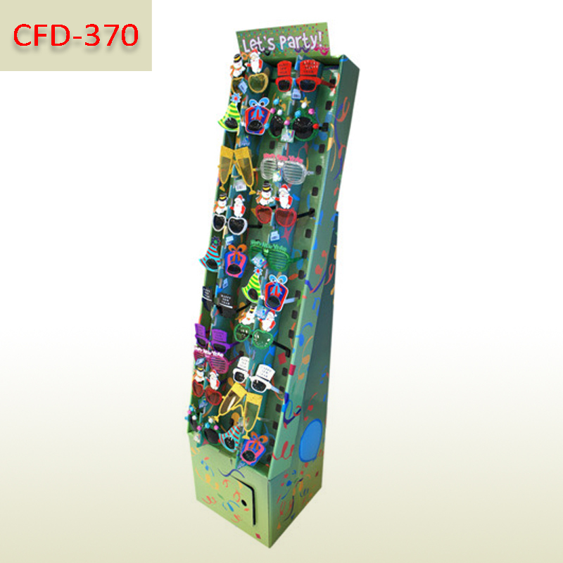 Party Glasses Retail Cardboard Floor Pegs Hooks Display Stand,POP display stand, custom made display rack manufacturer, Paper Package Boxes, Gift boxes, Shopping bag factory China factory, Sino Printing & Packaging,Party Glasses Retail Cardboard Floor Pegs Hooks Display Stand