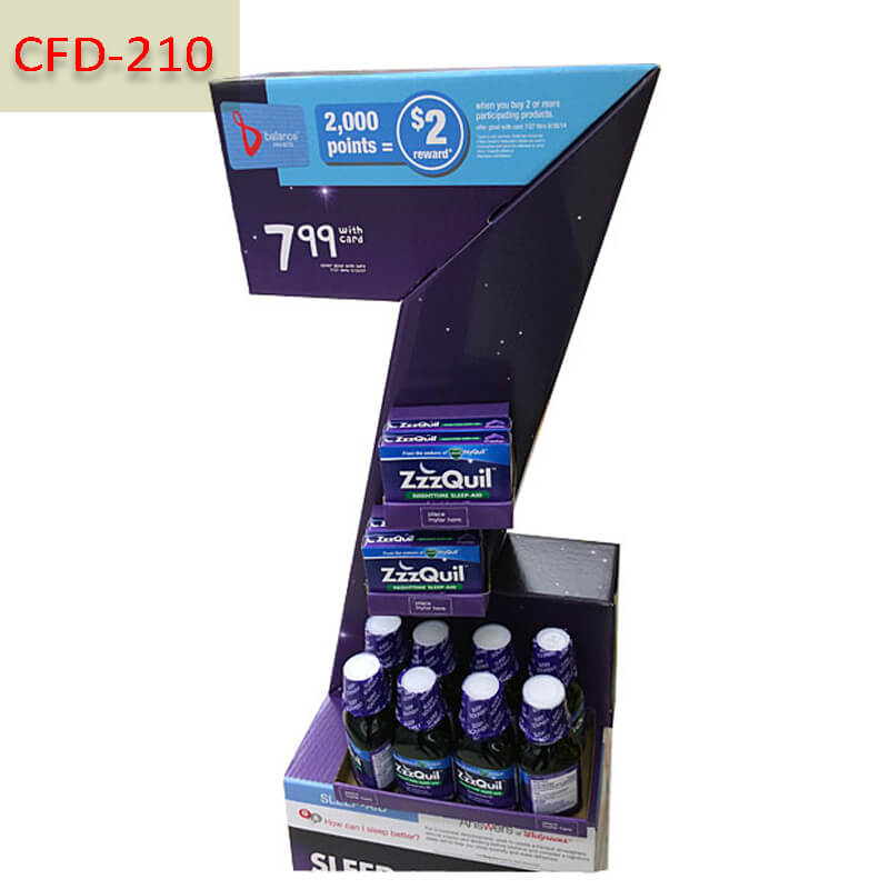 Z-Shape Retail Cardboard Floor Display Stand for Supplements