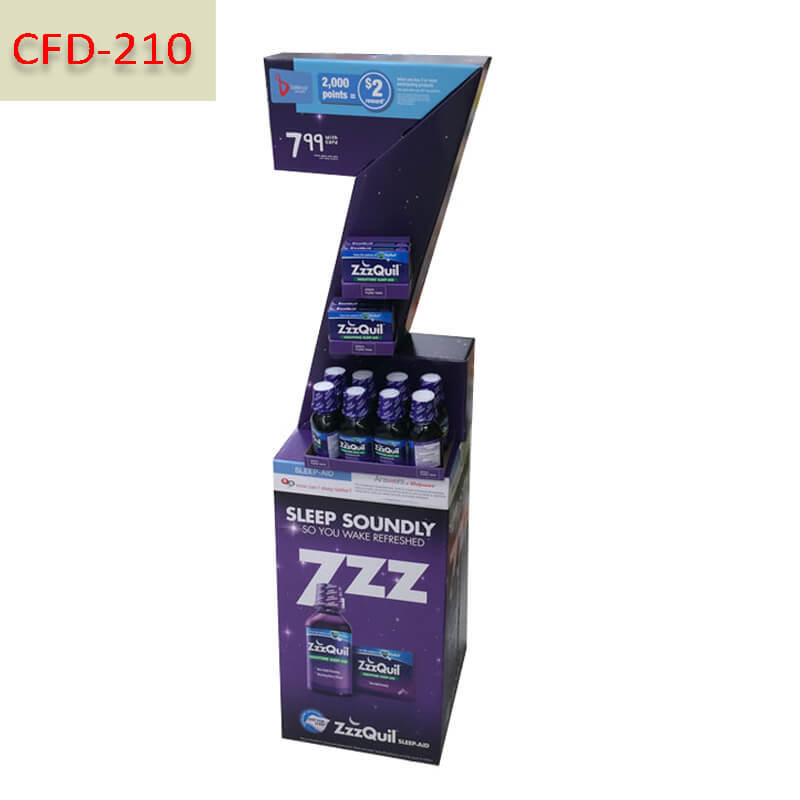 Z-Shape Retail Cardboard Floor Display Stand for Supplements,POP display stand, custom made display rack manufacturer, Paper Package Boxes, Gift boxes, Shopping bag factory China factory, Sino Printing & Packaging,Z-Shape Retail Cardboard Floor Display Stand for Supplements