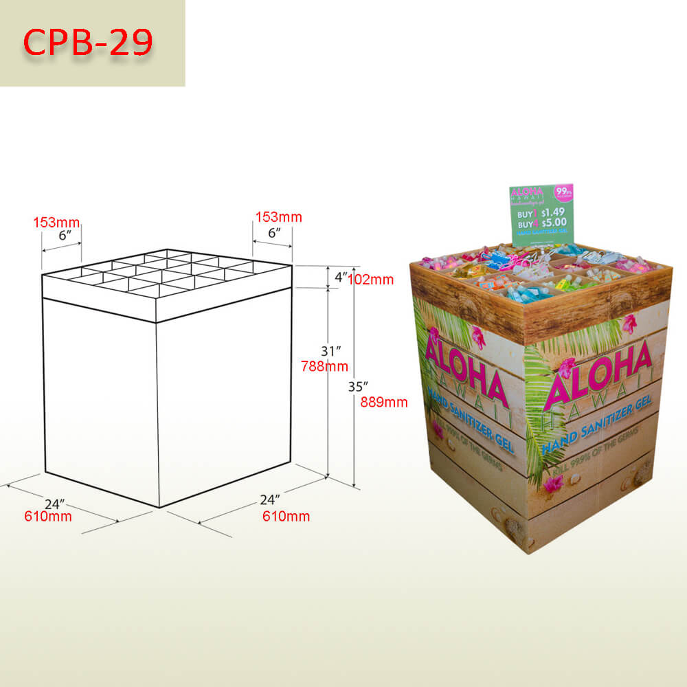 Hand Sanitizer Gel retail Cardboard Pallet Display Stand