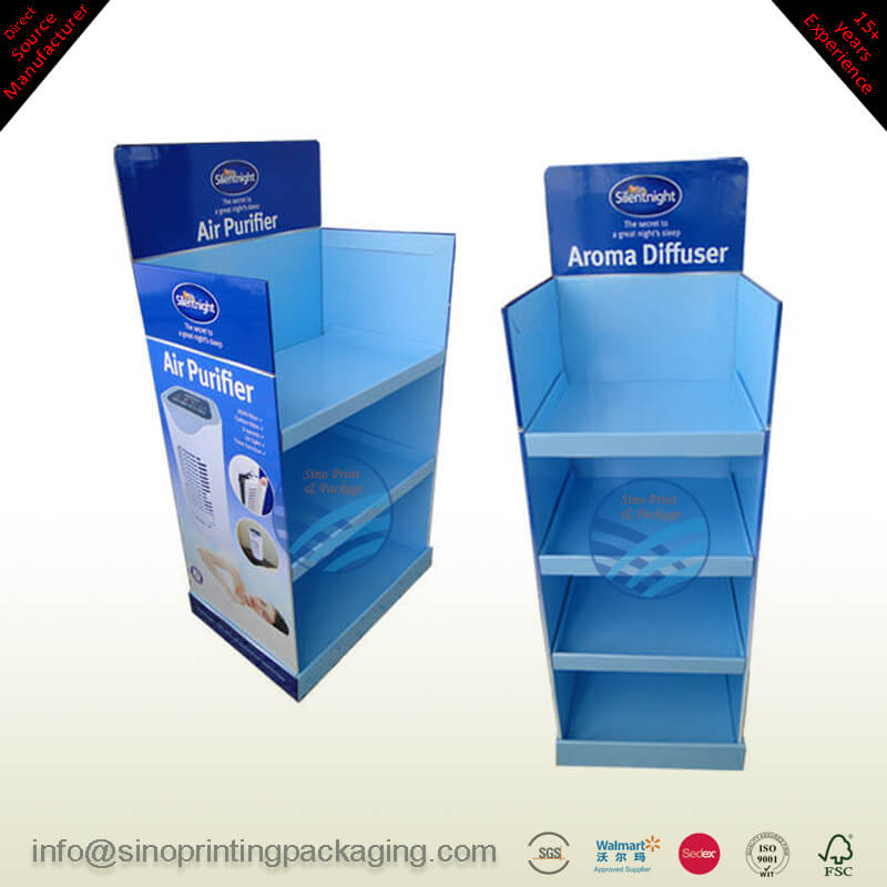 Air Purifier Sales Promotional Retail Cardboard Floor Standing 3-tier Display shelves