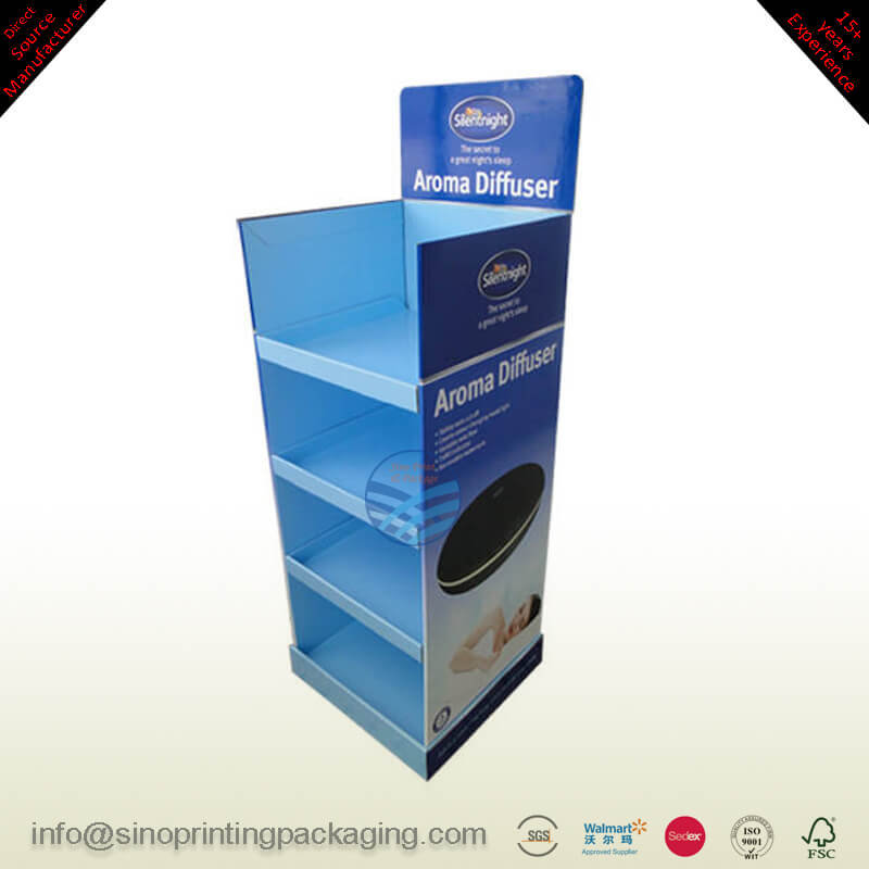 Air Purifier Sales Promotional Retail Cardboard Floor Standing 3-tier Display shelves