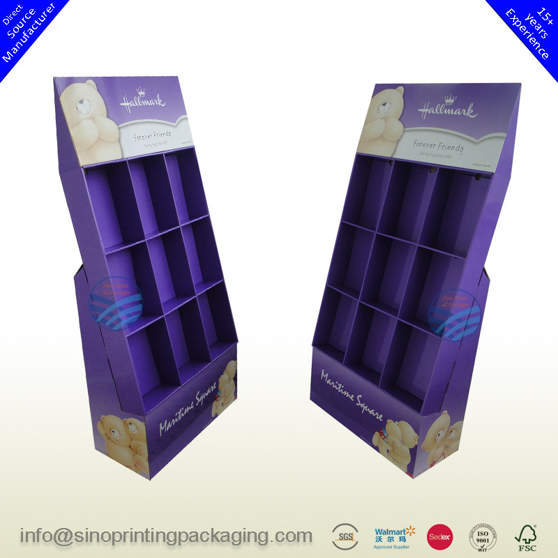 Plush toys Dolls Stuffed toy Dolls Retail Cardboard floor standing 9-compartment display rack,POP display stand, custom made display rack manufacturer, Paper Package Boxes, Gift boxes, Shopping bag factory China factory, Sino Printing & Packaging,Plush toys Dolls Stuffed toy Dolls Retail Cardboard floor standing 9-compartment display rack