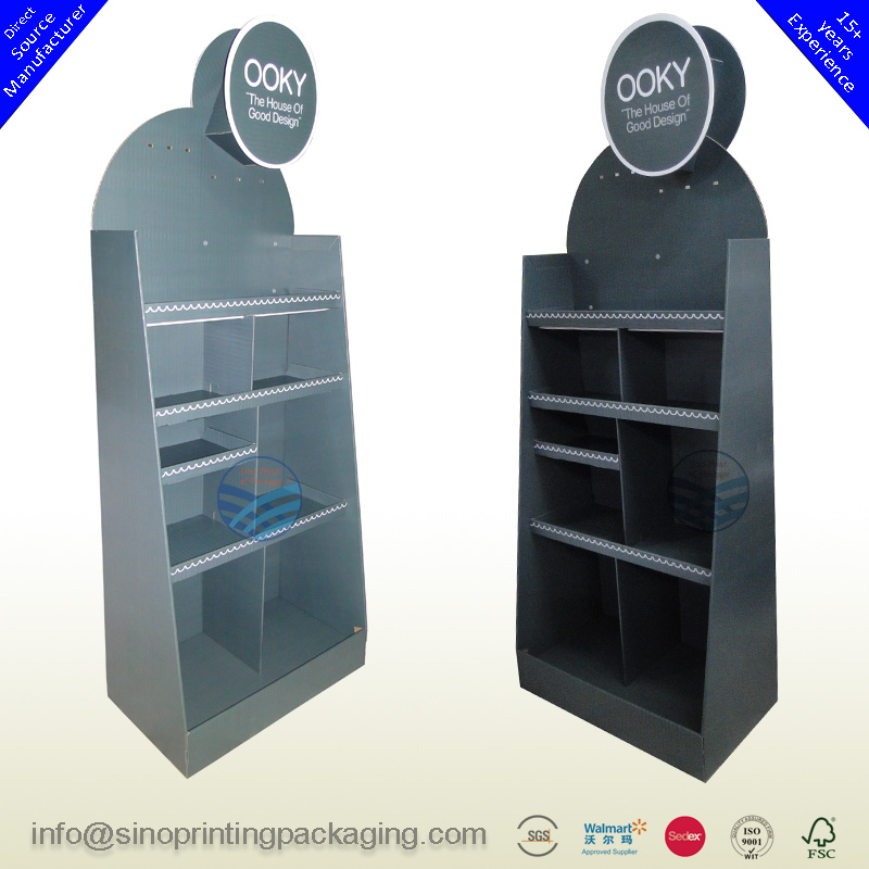 Storage Boxes Retail Cardboard Free Standing Display Rack with Customized Designs