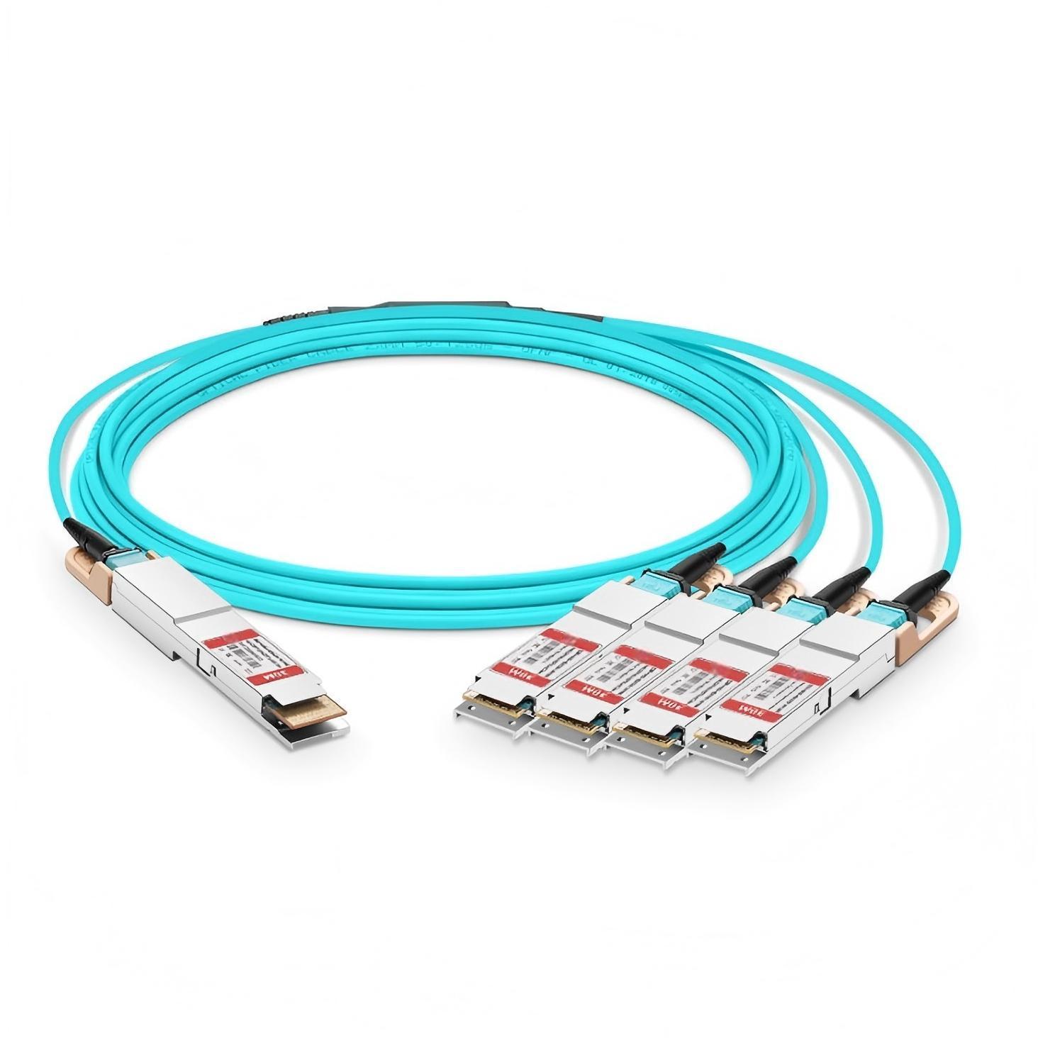 KEXINT 1m (3ft) NVIDIA/Mellanox Compatible 400G QSFP-DD to 4 x 100G QSFP56 Ethernet Active Optical Breakout Cable