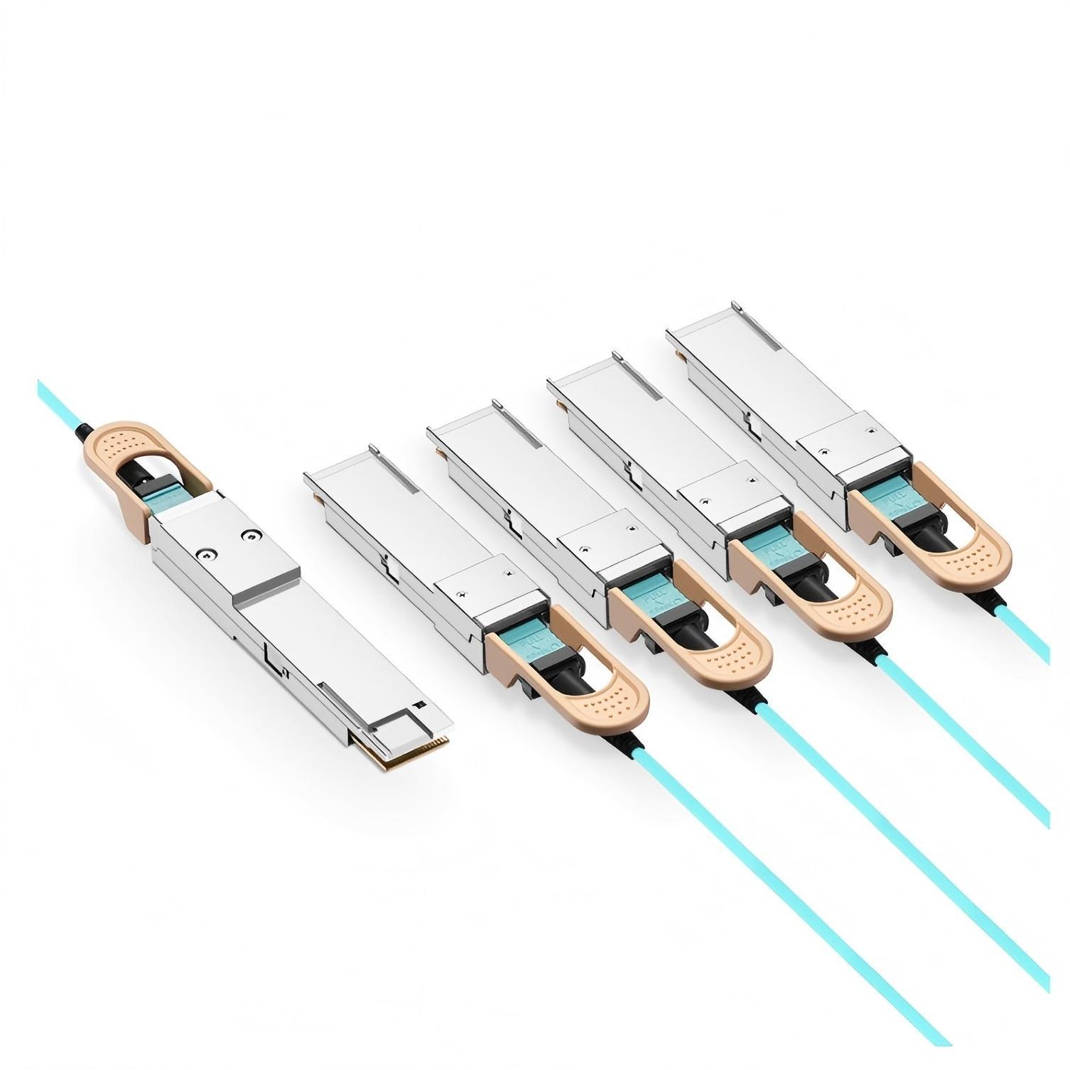 KEXINT 1m (3ft) NVIDIA/Mellanox Compatible 400G QSFP-DD to 4 x 100G QSFP56 Ethernet Active Optical Breakout Cable