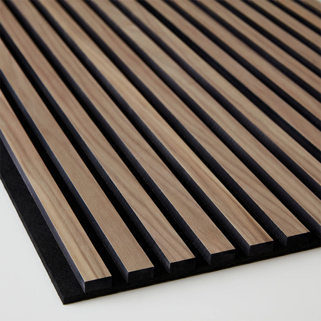 Dark Walnut Slat Wood Wall Panels Plywood Divider
