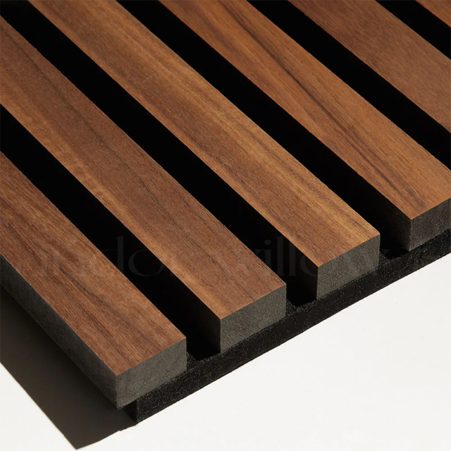 Dark Walnut Slat Wood Wall Panels Plywood Divider