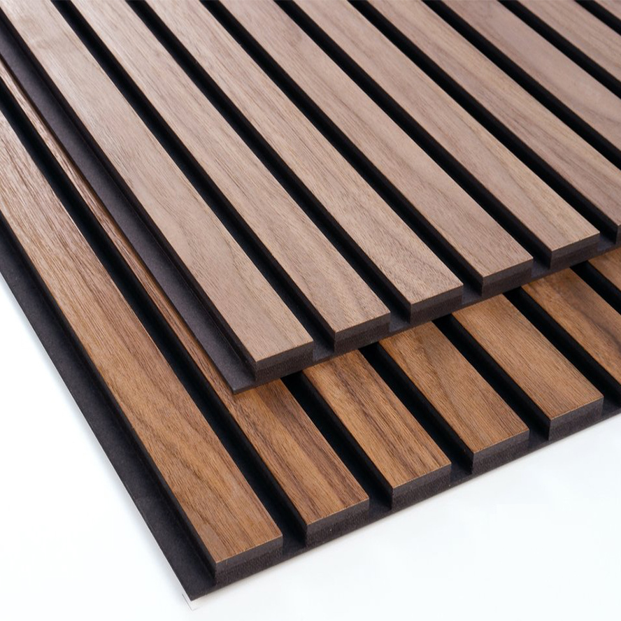 Dark Walnut Slat Wood Wall Panels Plywood Divider