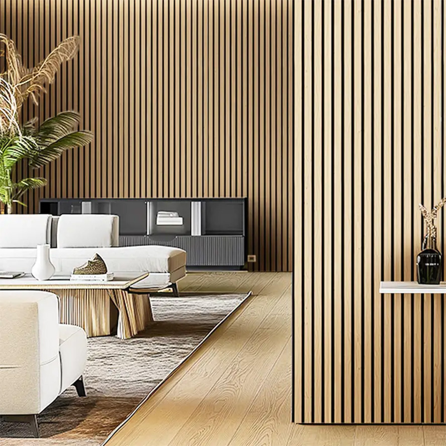 Dark Walnut Slat Wood Wall Panels Plywood Divider