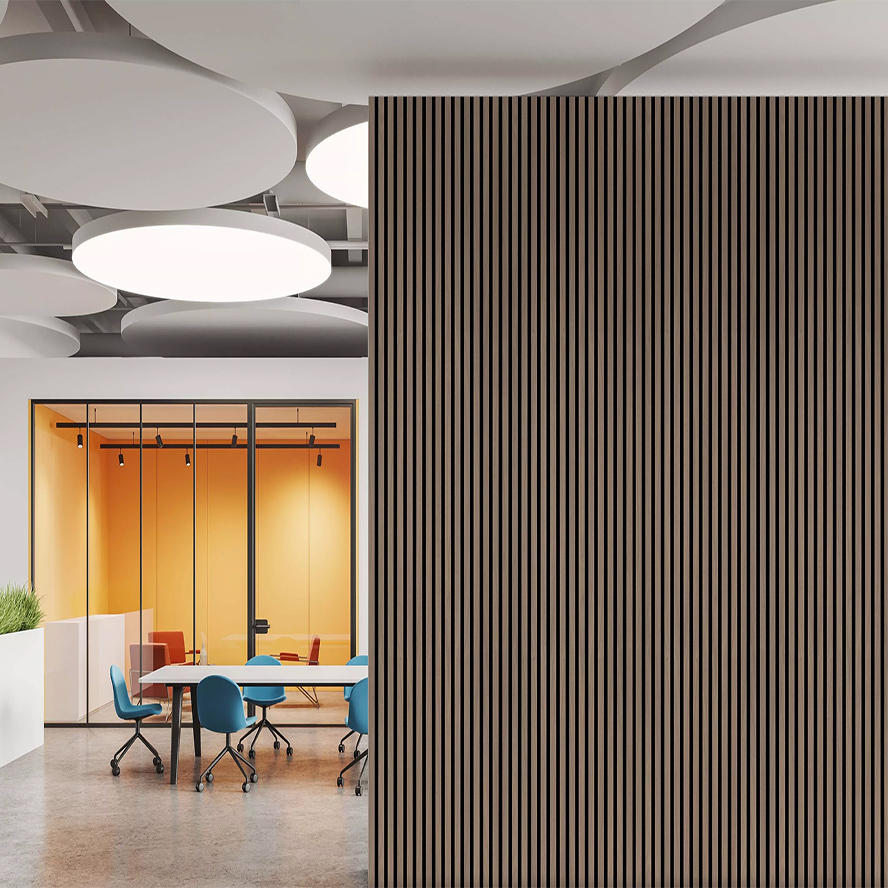 Dark Walnut Slat Wood Wall Panels Plywood Divider