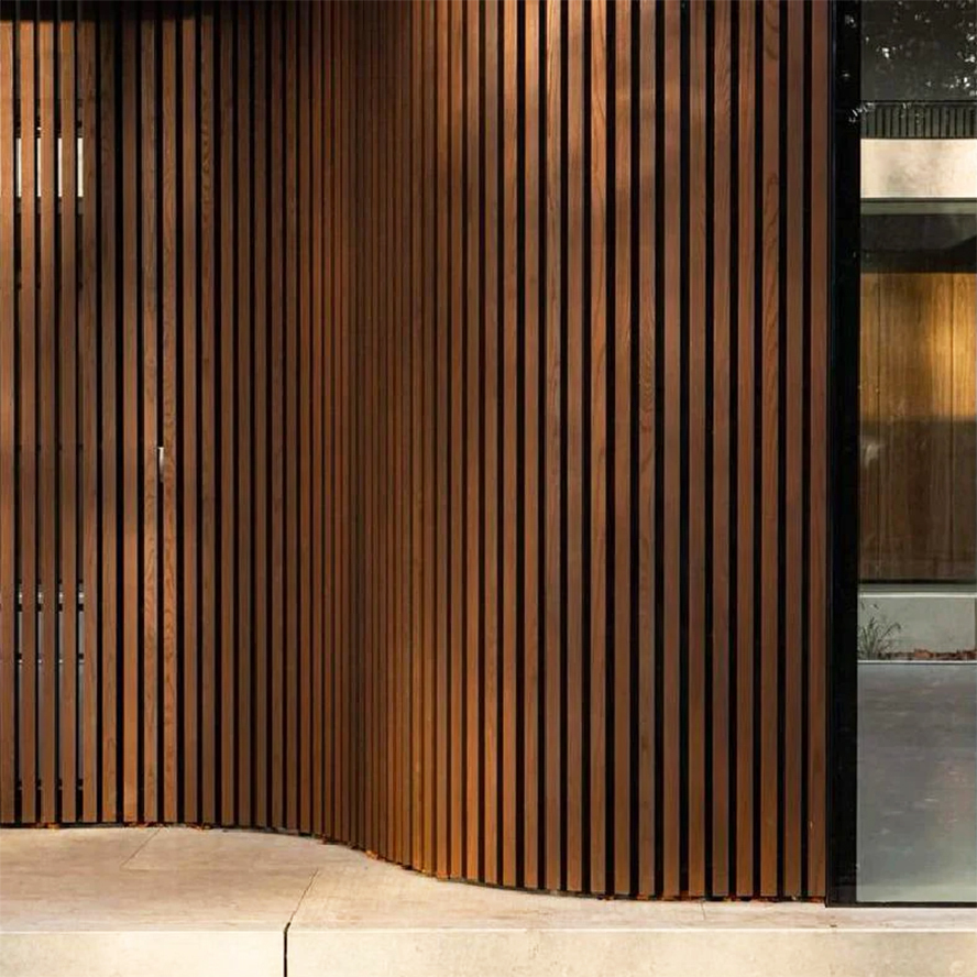 Dark Walnut Slat Wood Wall Panels Plywood Divider