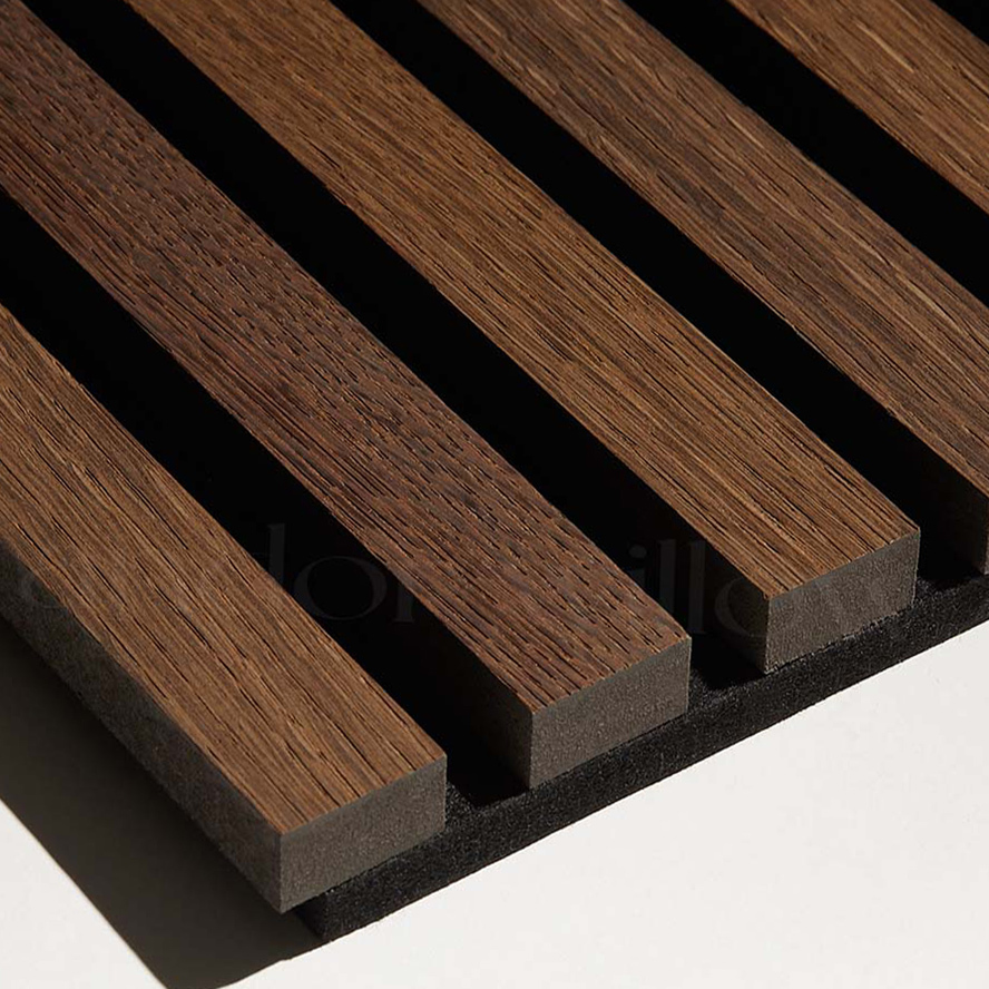 Smoked Oak Wood Acoustic Slat Wall Panels