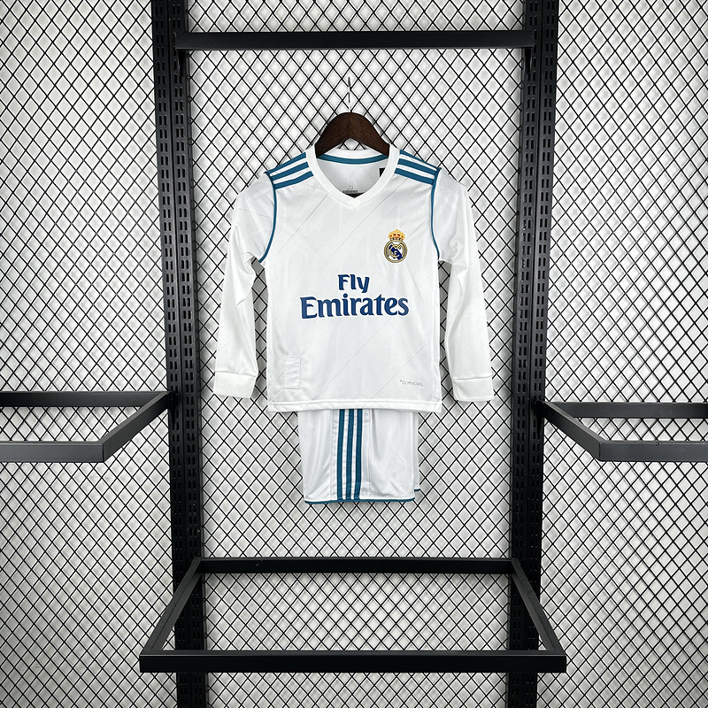 1718 Real Madrid home retro Kids kit Long sleeve