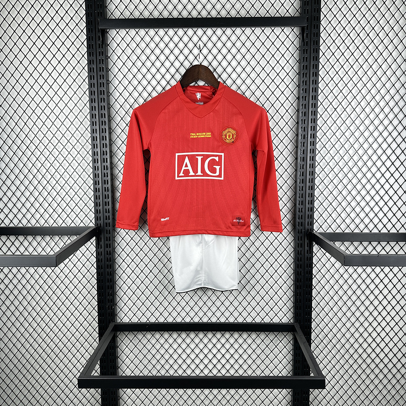 0708 Manchester United home retro Kids kit Long sleeve