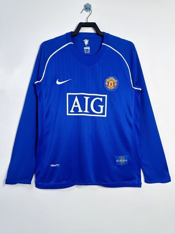 0708 Manchester United blue Goalkeeper long sleeve retro Fan version
