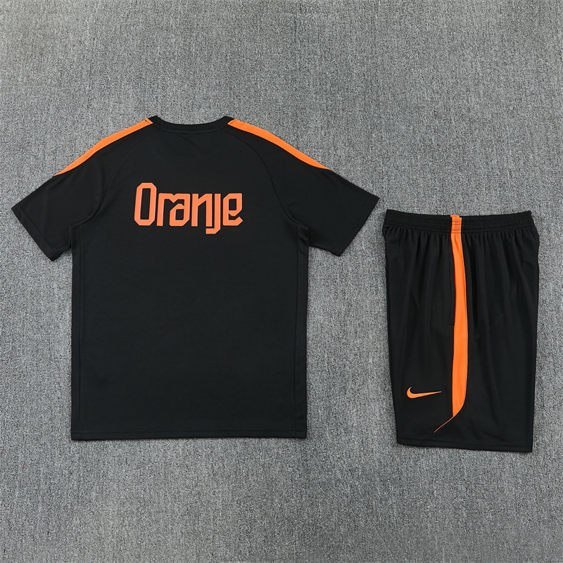 2026 Netherlands (black) Training clothes suit Short sleeve Fan version