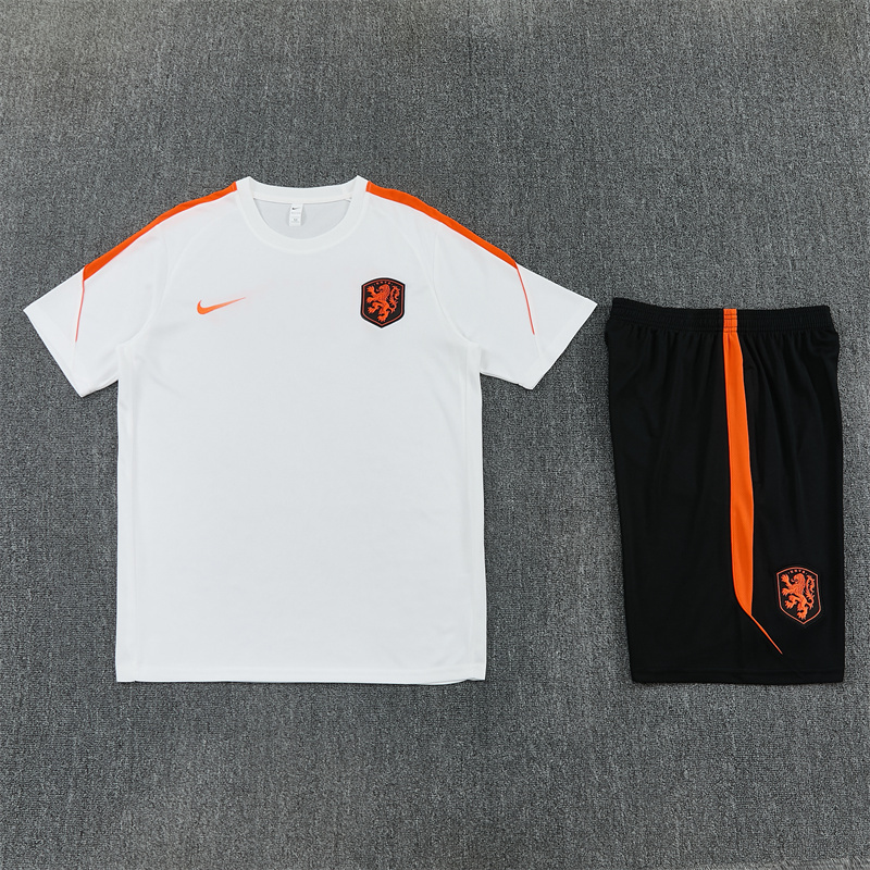 2026 the Netherlands (white) Training clothes suit Short sleeve Fan version