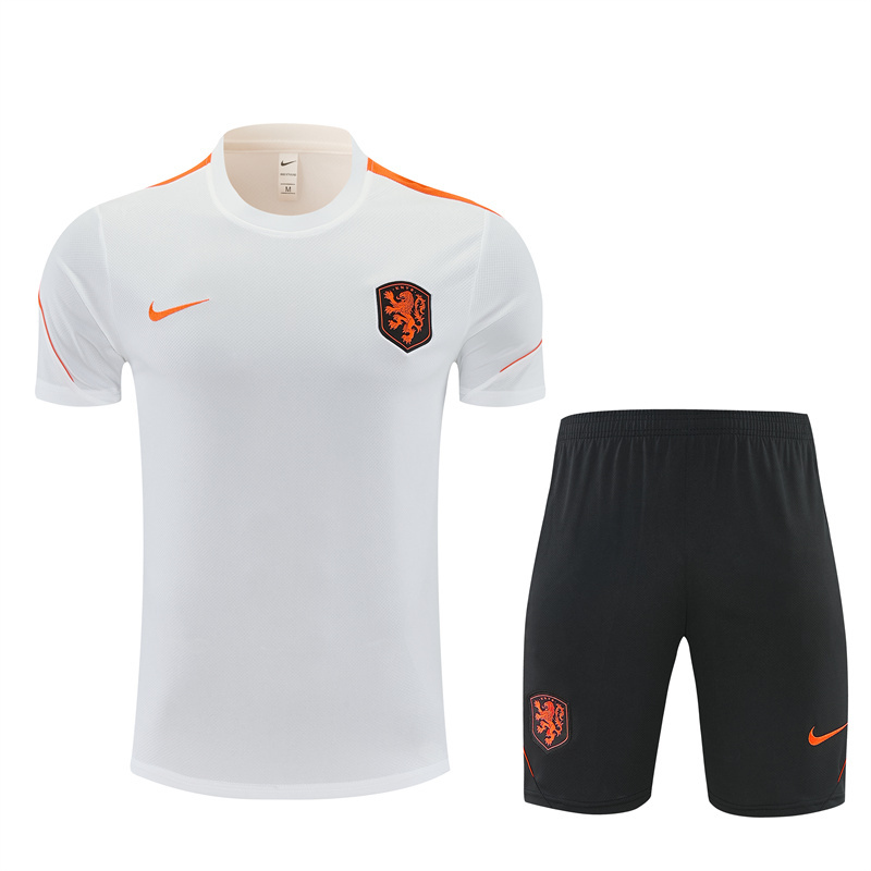 2026 the Netherlands (white) Training clothes suit Short sleeve Fan version