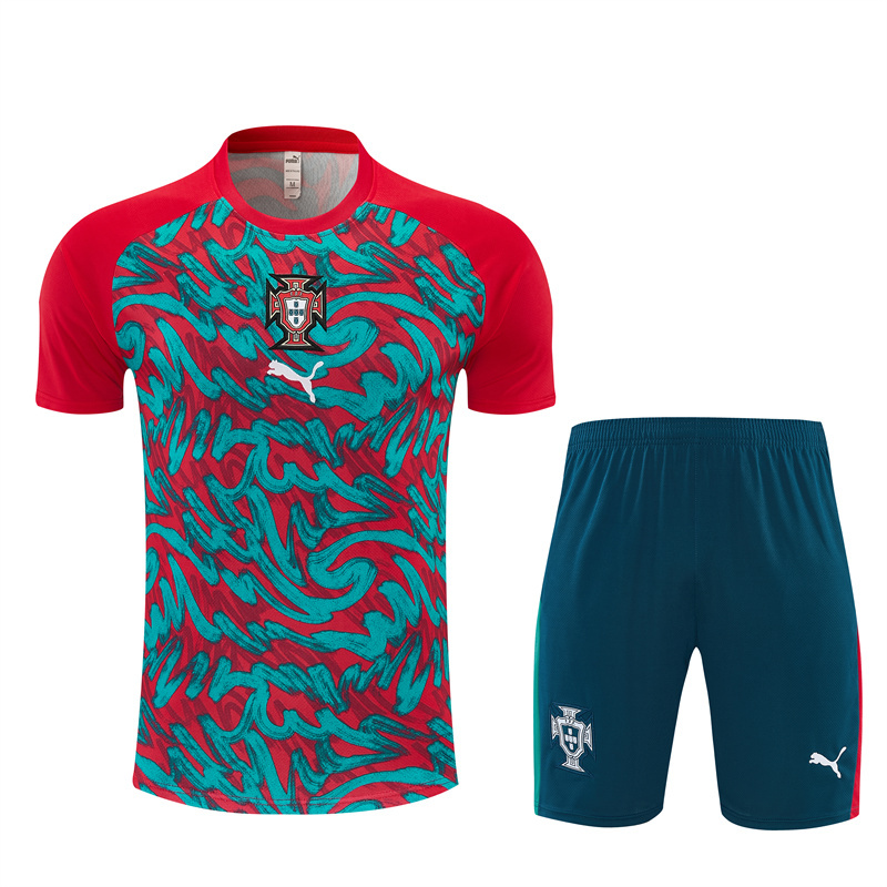 2026 Portugal (red-green) Training clothes suit Short sleeve Fan version