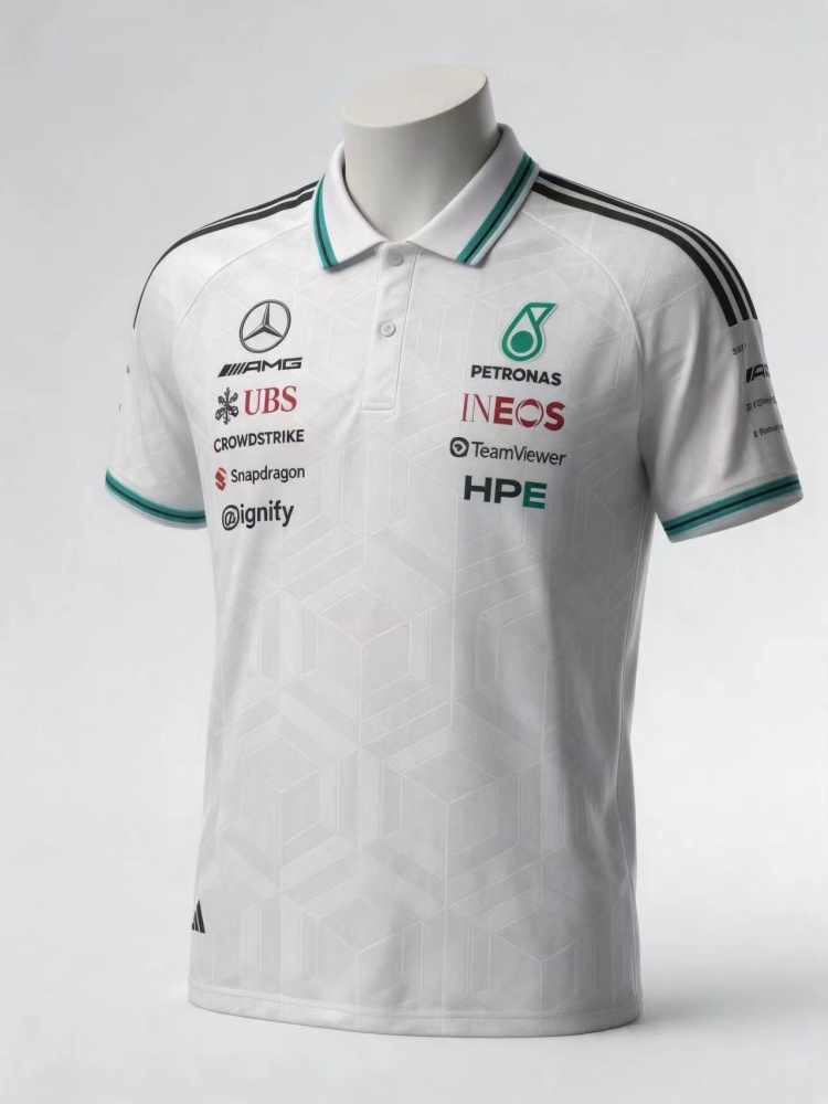 2026 F1 Mercedes-Benz Polo-Collar（white） Racing Shirt