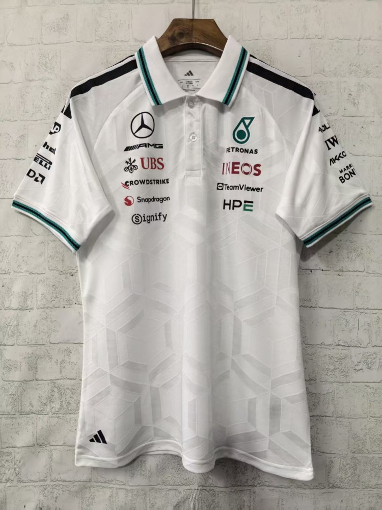 2026 F1 Mercedes-Benz Polo-Collar（white） Racing Shirt
