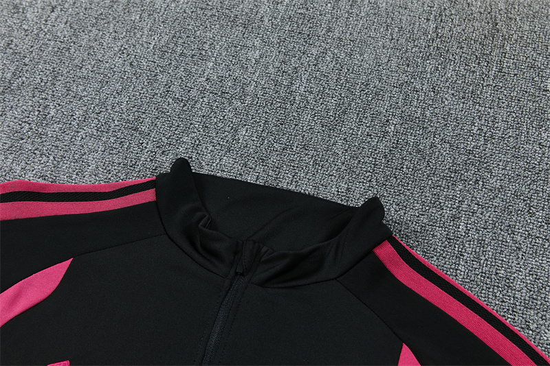 2627 Real Madrid (black-Rose pink) Half zip training suit set