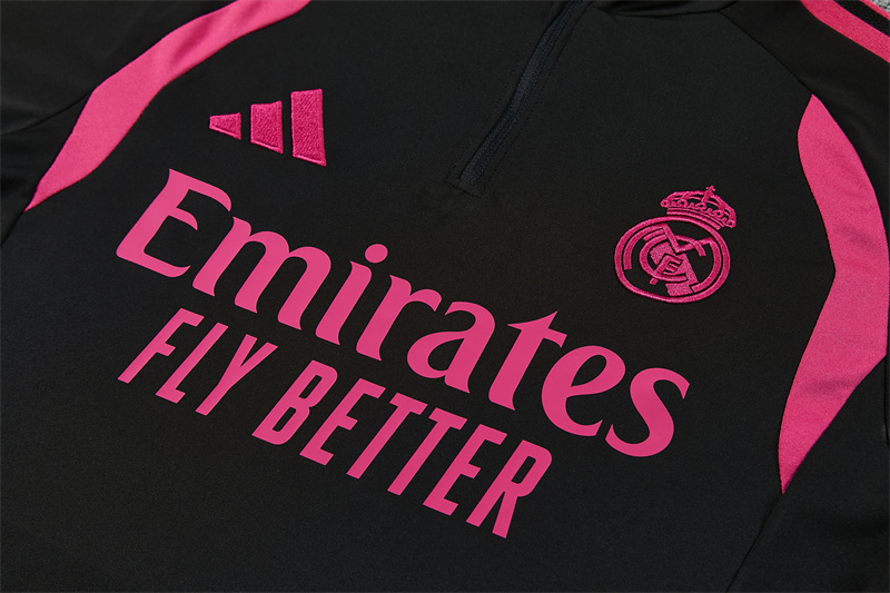 2627 Real Madrid (black-Rose pink) Half zip training suit set