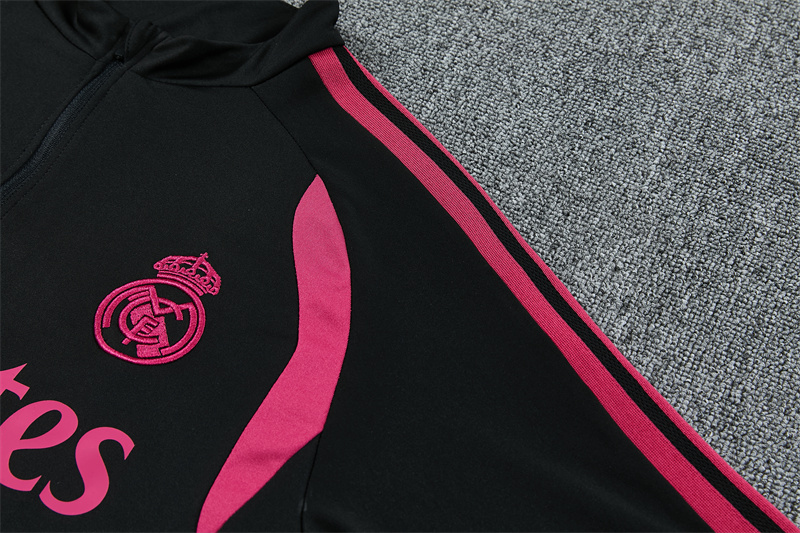 2627 Real Madrid (black-Rose pink) Half zip training suit set