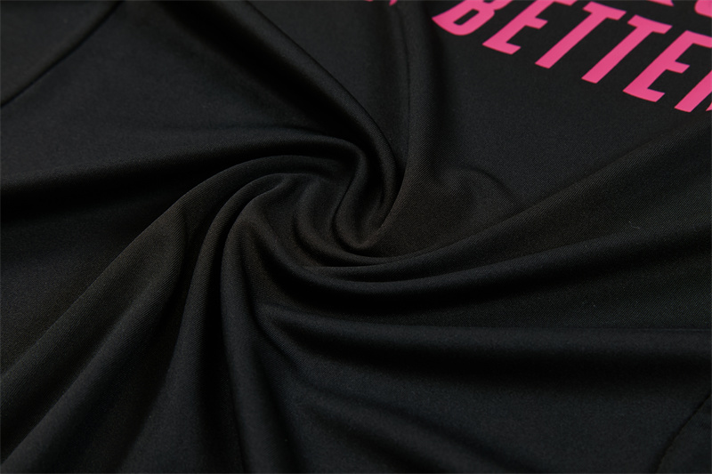2627 Real Madrid (black-Rose pink) Half zip training suit set