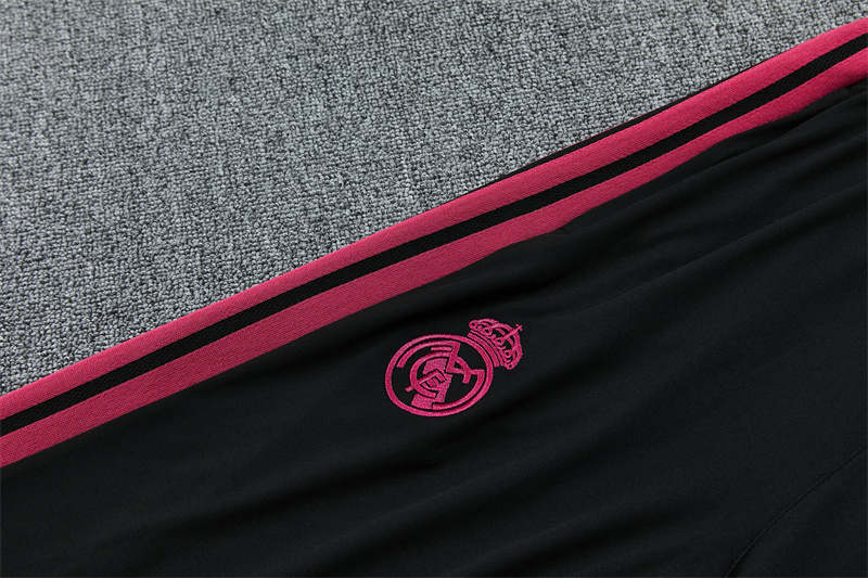 2627 Real Madrid (black-Rose pink) Half zip training suit set