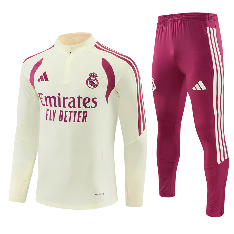 2627 Real Madrid (Beige) Half zip training suit set