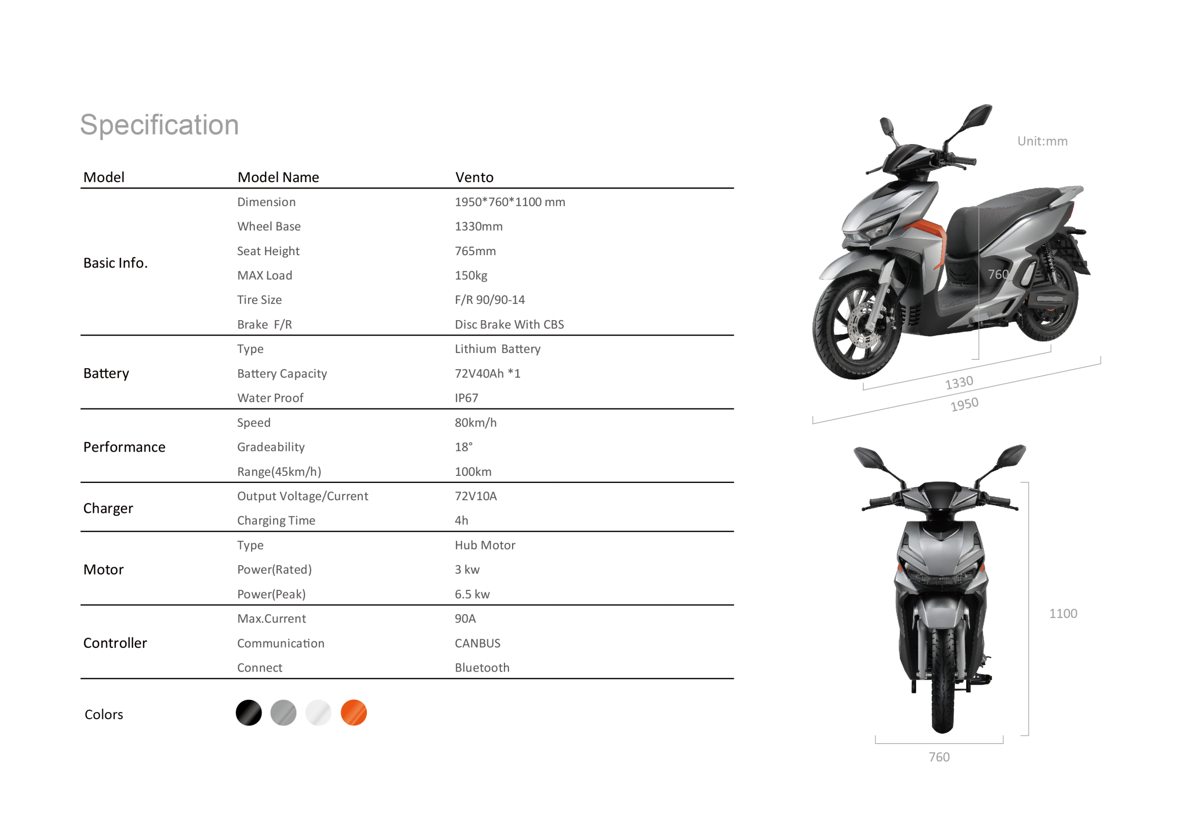 VENTO,FUNTI Electric Motorcycle | High-Performance E-Scooters 150km Range | China Manufacturer,FUNTI Vento Electric Scooter | 1500W Hub Motor & L3E Certified - 72V40Ah High-Capacity Battery