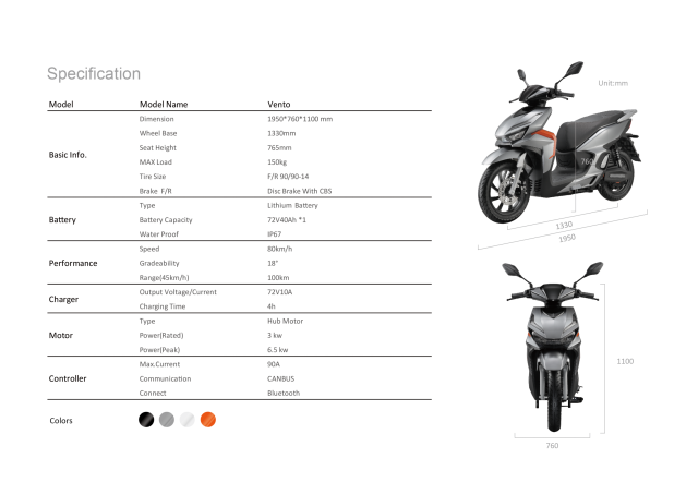 VENTO,FUNTI Electric Motorcycle | High-Performance E-Scooters 150km Range | China Manufacturer,FUNTI Vento Electric Scooter | 1500W Hub Motor & L3E Certified - 72V40Ah High-Capacity Battery