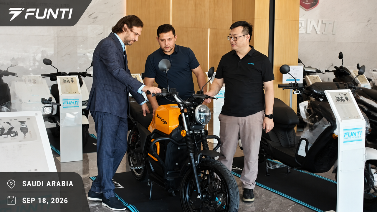 Saudi Arabia clients visit FUNTI factory and review electric motorcycles in Taizhou, China