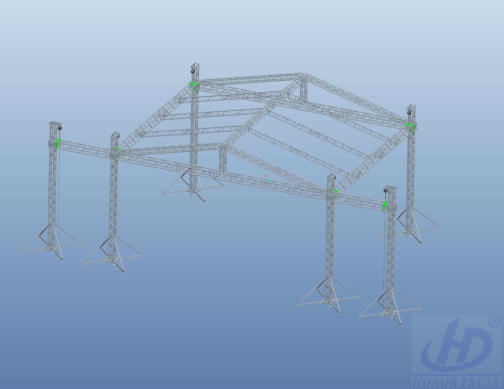 PYRAMID STAGE ROOF TRUSS 12x8x6m