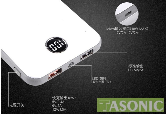 (Qualcomm QC3.0 ) 10,000mAH, Fast Charger External Battery