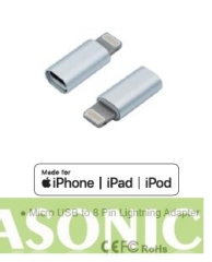 4-Pack Metal shell Micro USB to 8 Pin Lightning Adapter Converters for iPhone X 8