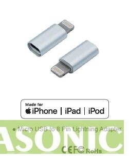 4-Pack Metal shell Micro USB to 8 Pin Lightning Adapter Converters for iPhone X 8