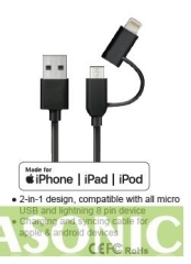 [Apple MFi Certified] CableCreation 4 Feet 2-in-1 Lightning and Micro USB to USB Data Sync Charge Cable, for iPhone X/8/8