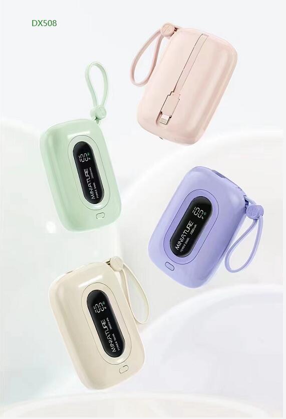 Mini Portable Charger USB C Power Bank, 10kmAh PD Built-in cable, Built-in USB-C.