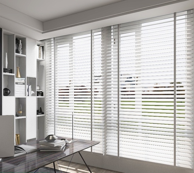 Home and Office White wooden / basswood blinds